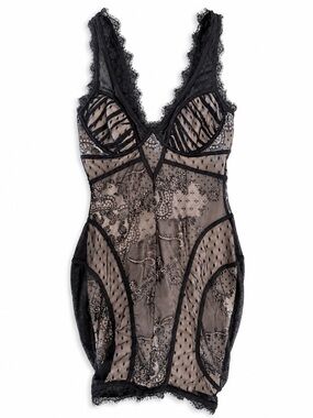BEBE Y2K Lace Corset Mini Dress Nude/Black Size S